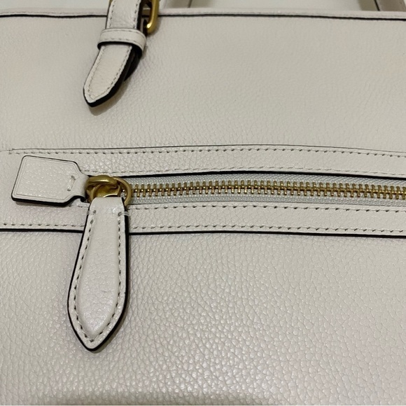 $325 NEW! COACH Luxe Pebbled Leather Medium Taylor Tote in Chalk - Picture 9 of 11